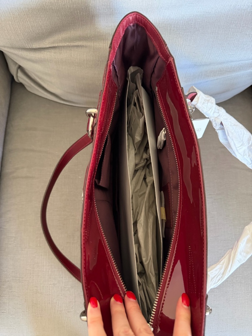 NWT Coach Patent Leather RARE Burgundy Wine Colored City Tote Bag - Picture 13 of 15